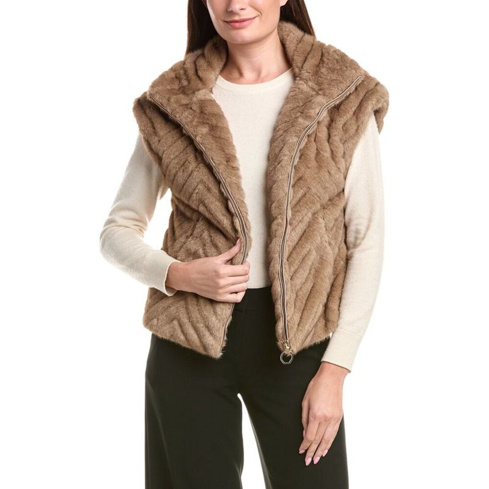 Joseph Ribkoff Womens  Funnel Neck Vest, Brown